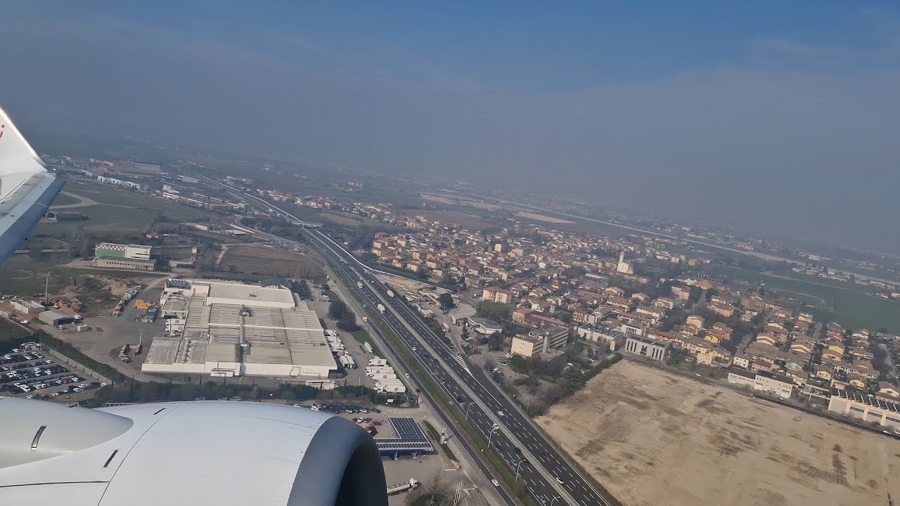 TUI Airways Boeing 737-8 Max take off at Verona Airport (VRN) to Dublin 
