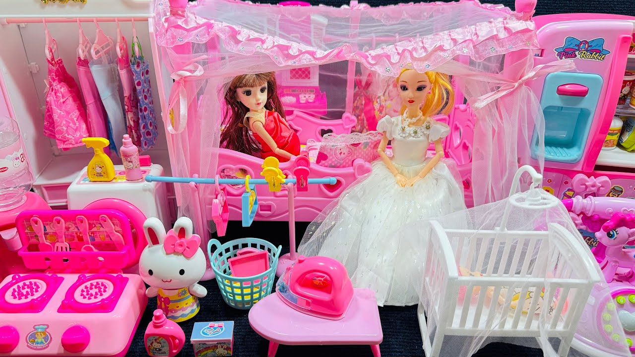 [🐰toy asmr🐰]Barbie PlaySet ASMR Pink Princess Bed Toys Satisfying with Unboxing