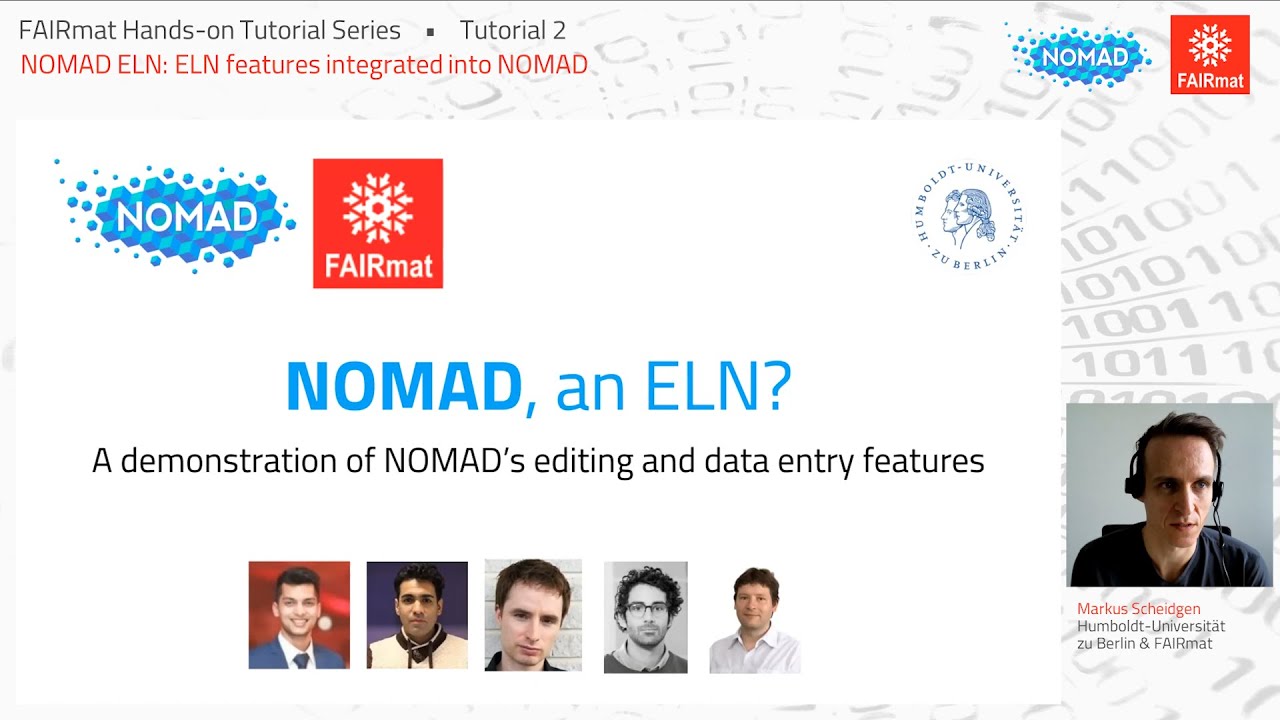 FAIRmat Tutorials 2: NOMAD ELN: ELN features integrated into NOMAD