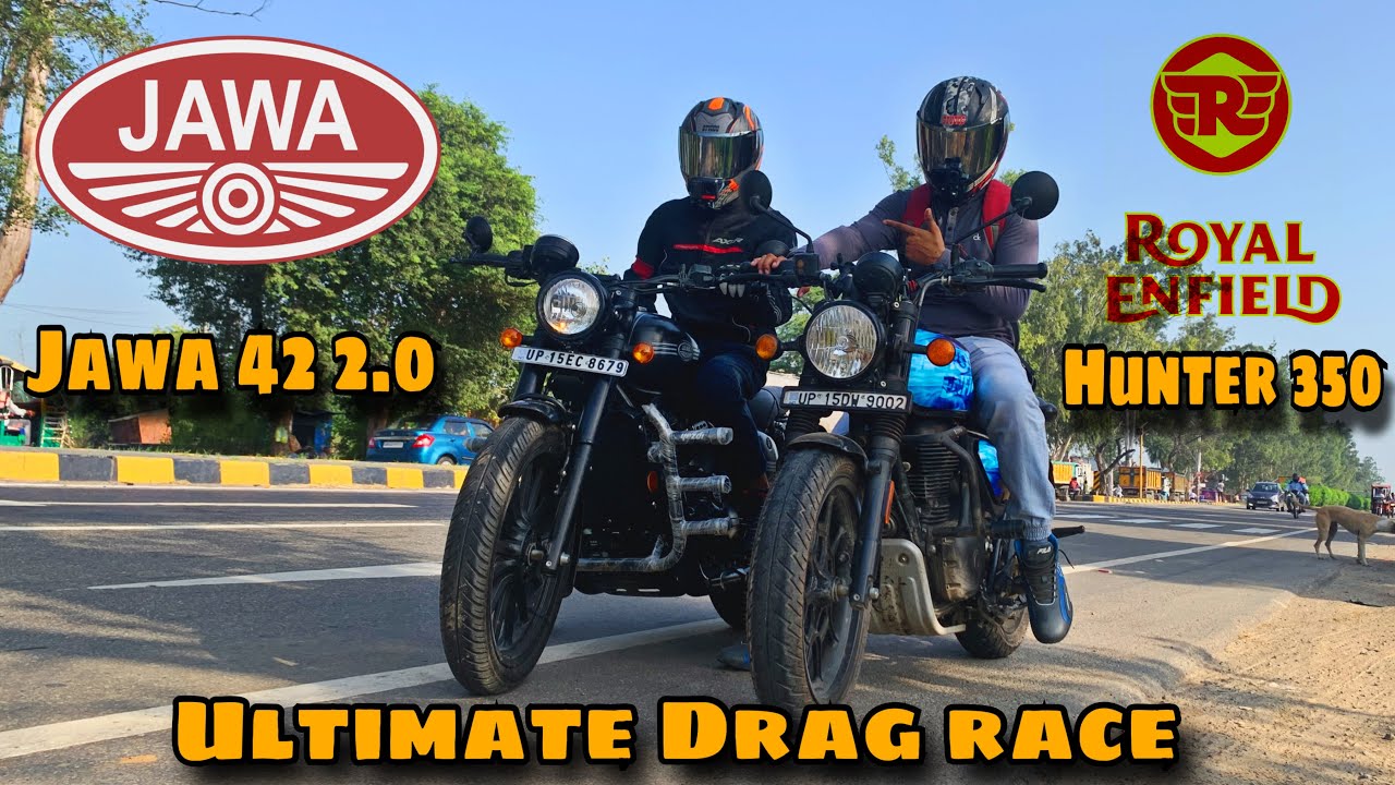 Jawa 42 vs Hunter 350 - Jawa 42: The Legend is Back🔥 #jawa42bs6 #hunter350 #dragrace