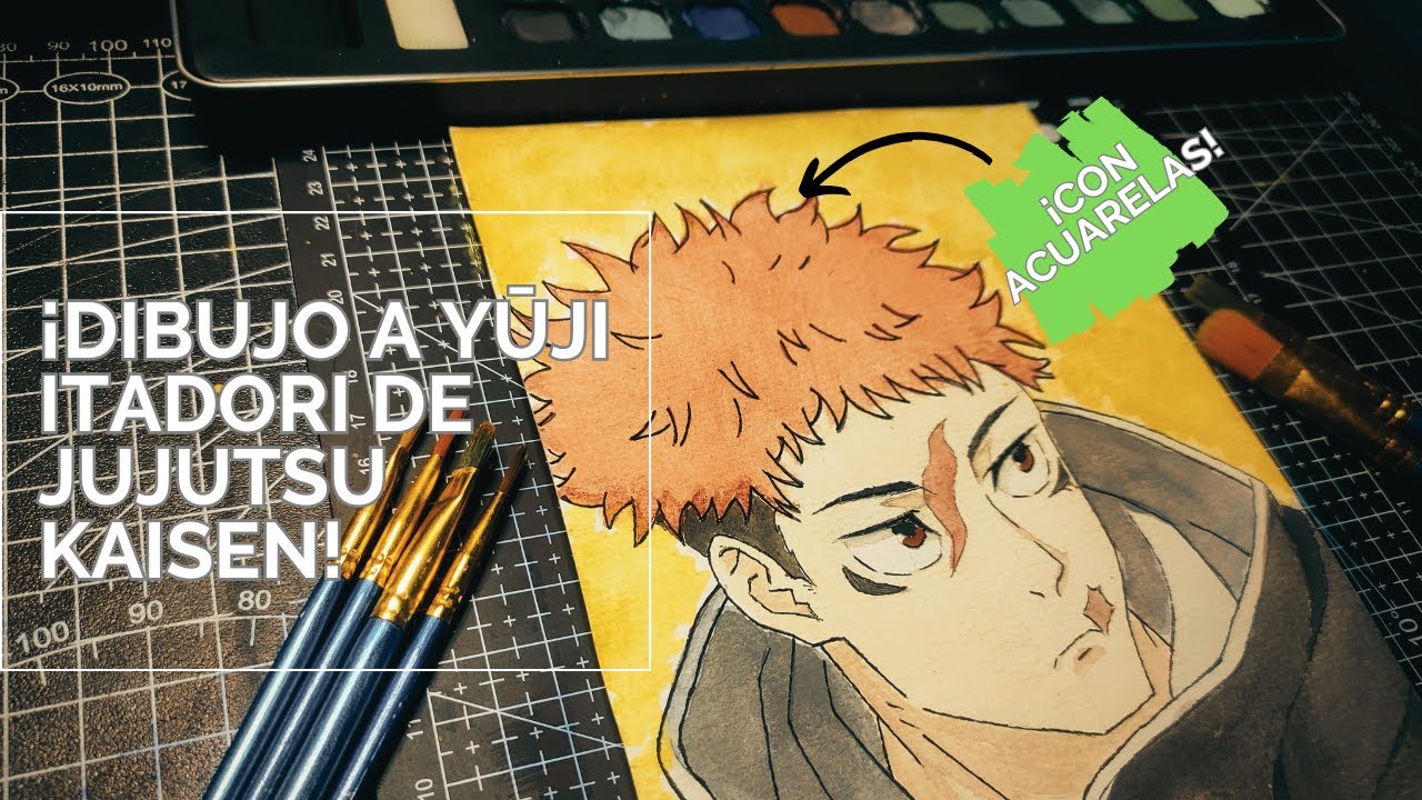 ¡Dibujo a Yuji Itadori de Jujutsu Kaisen con acuarelas !