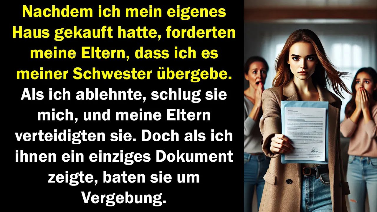 Meine Eltern wollten mein Haus für meine Schwester, sie schlug mich – ein Dokument änderte alles.