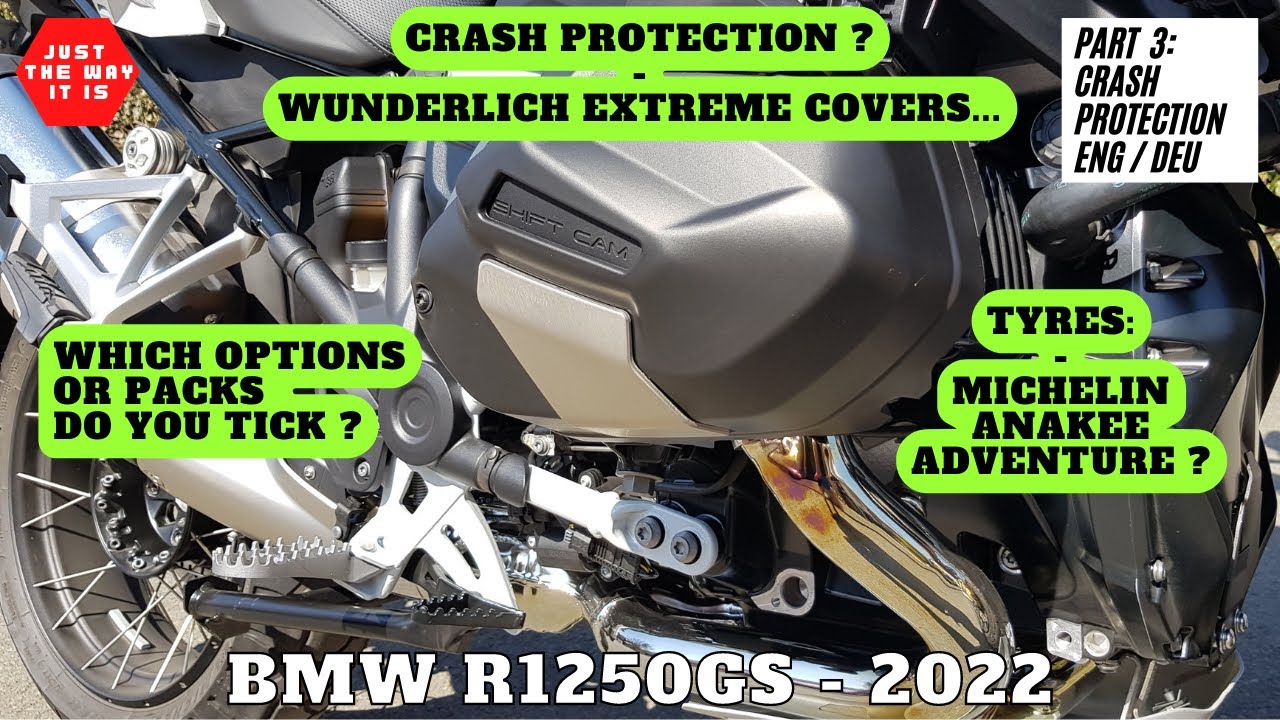 EP:3 BMW R1250GS/A Crash Bars, Wunderlich Valve Cover Extreme & Michelin Anakee Adventure Tyres
