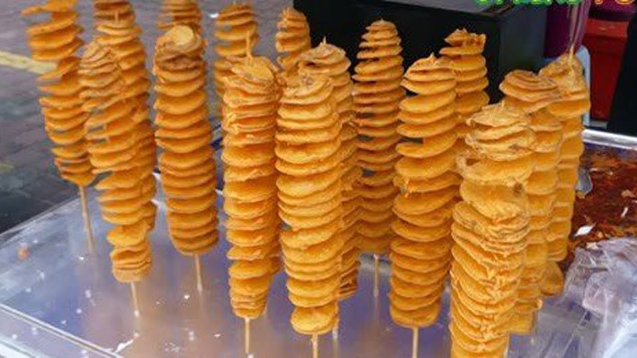 Fried Twisted Potatoes On A Stick
