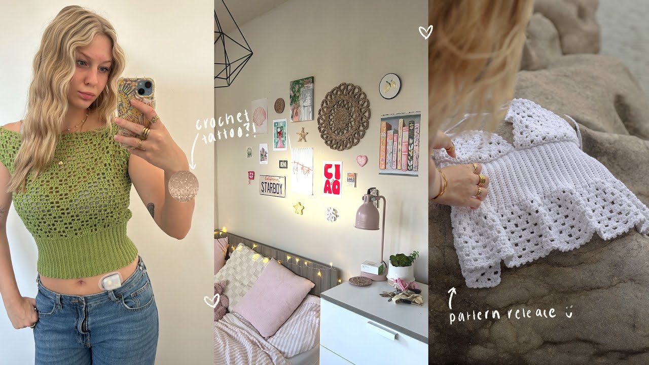 chill crochet diaries🧸: crochet tattoos, decorating my uni room and pattern releases!