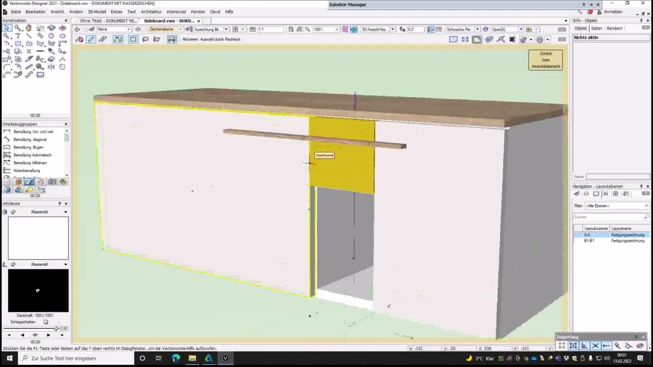 Hauptzeichnung mit Vectorworks erstellen