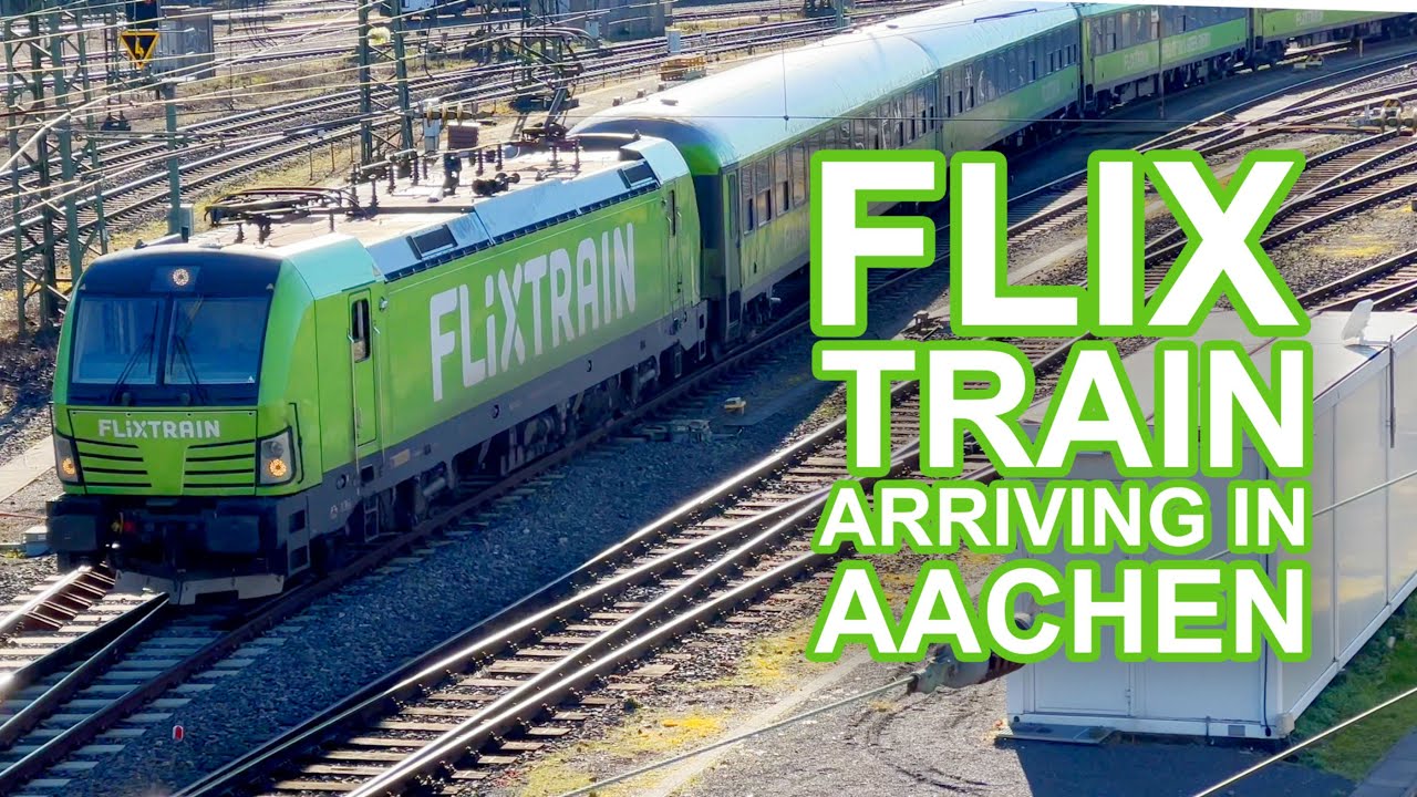 [4K] 🟢 #Flixtrain from Berlin arrives in Aachen and leaves 🕐 1 hour later again!