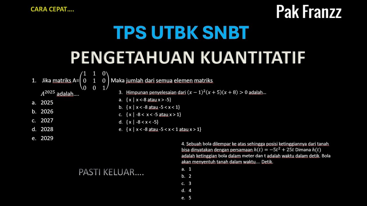 PREDIKSI SOAL KUANTITATIF  UTBK SNBT 2026
