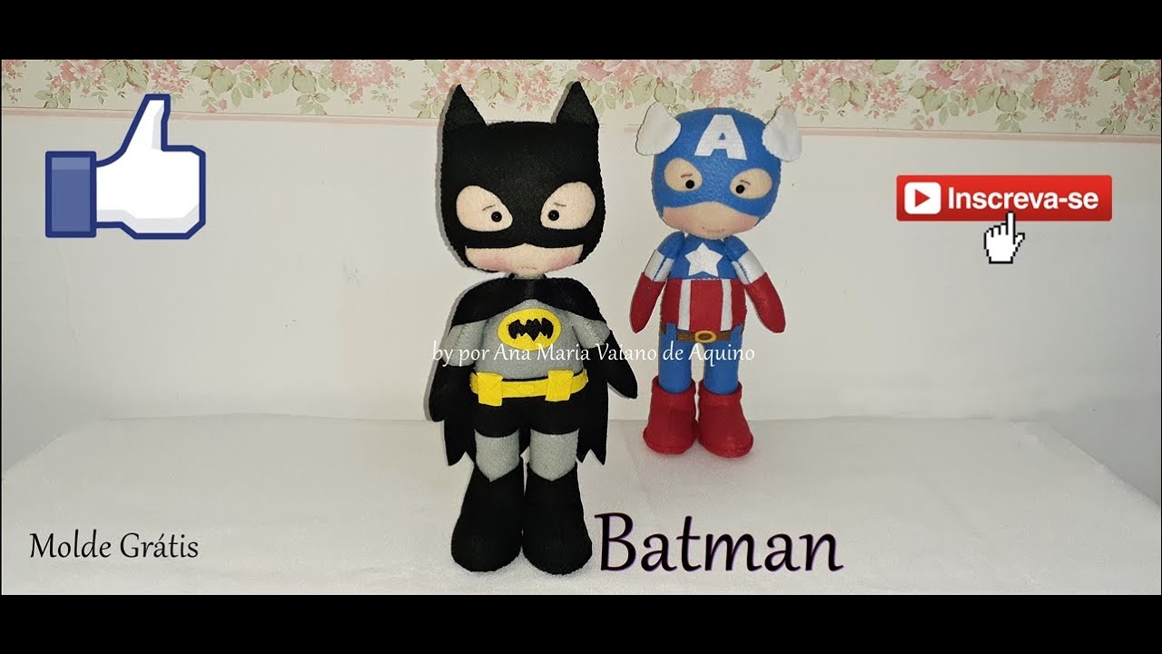 Boneco Batman em Feltro com Molde e Passo a Passo