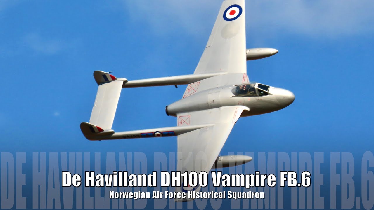 Демонстрация реактивного самолета de Havilland DH 100 Vampire