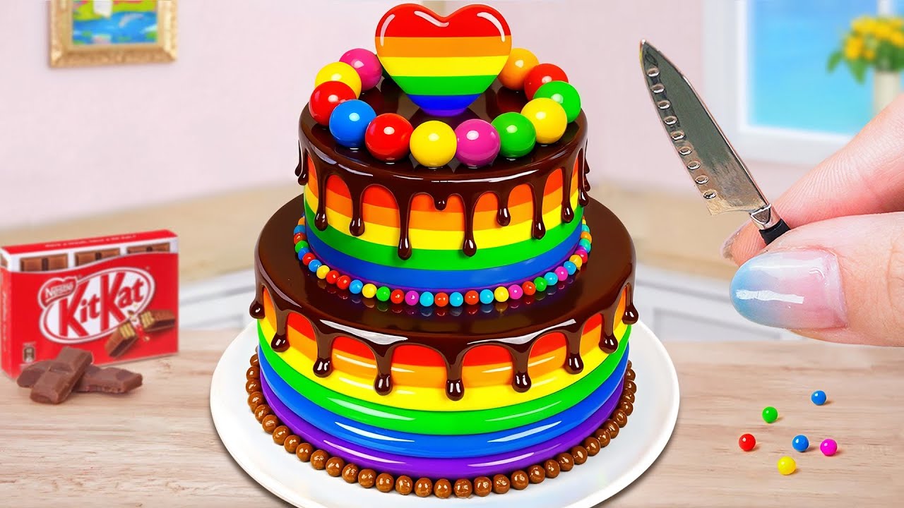 Mini Tiny Rainbow Cake 🍨 Rainbow Jelly Miniature Cake Challenge 🌈 How To Cake