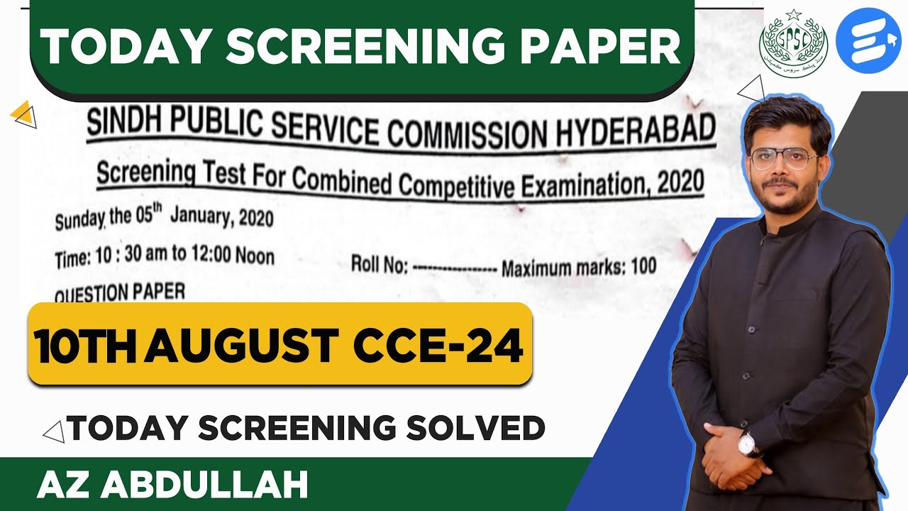 Today CCE Solved Paper | 10 August CCE Screening Paper | SPSC Screening 2023