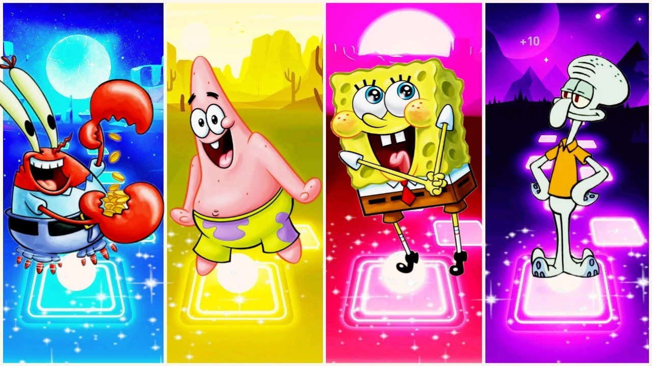 Mr Krabs 🆚 Patrick Star 🆚 SpongeBob 🆚 Squidward | Tiles Hop EDM Rush 🎶
