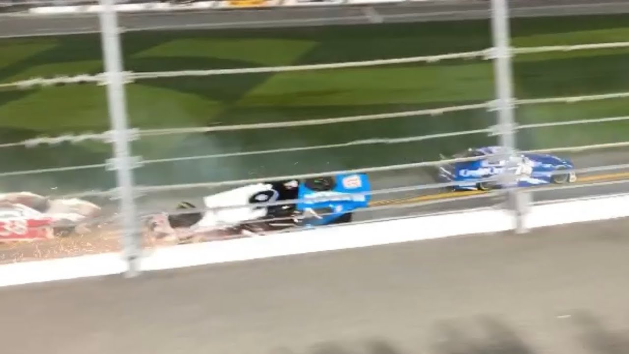 Ryan Newman crash last lap 2020 Daytona 500 from Row 1