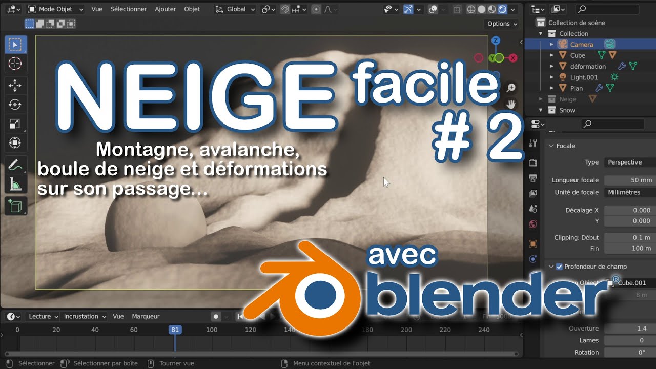 NEIGE Facile Blender #2 Avalanche, Montagne et Déformation de la neige !