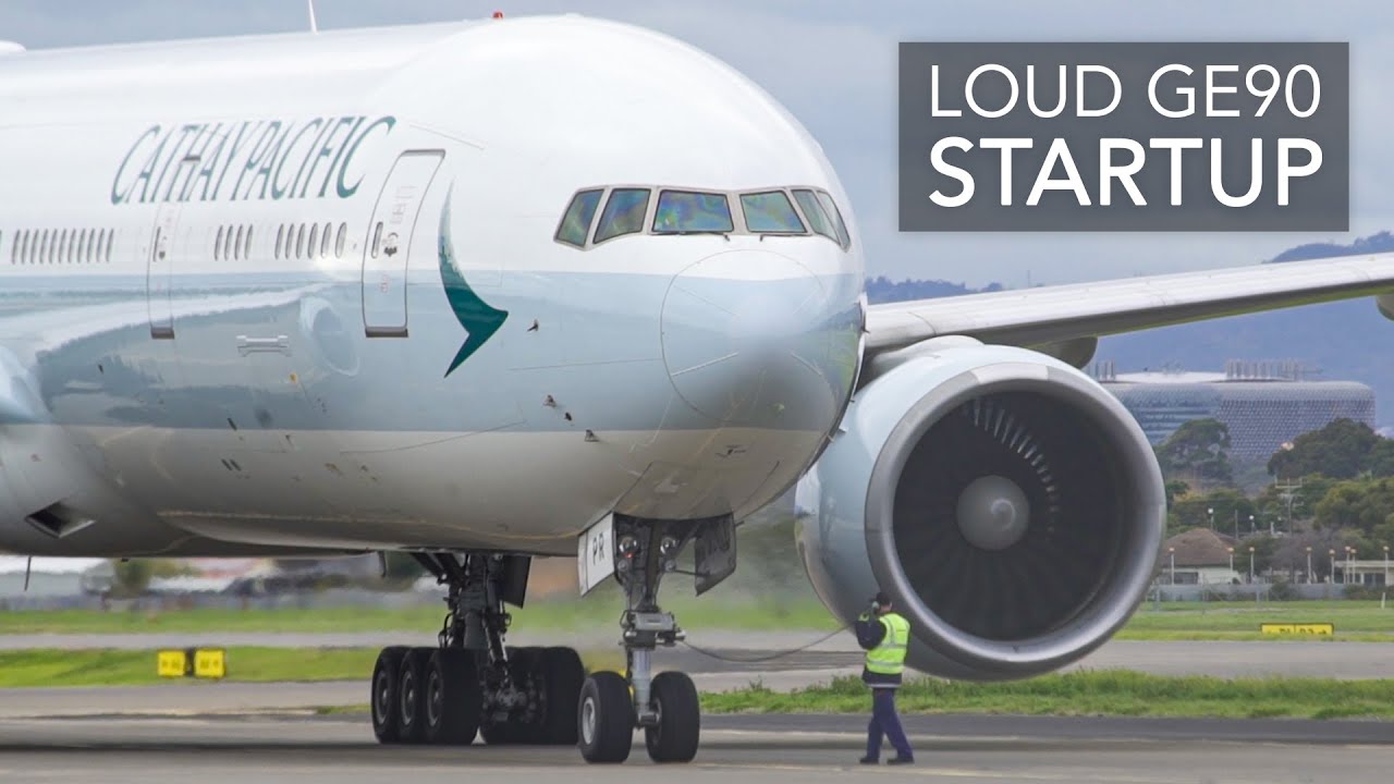 Cathay Pacific Boeing 777-300ER at Adelaide Airport | ft. GE90-115b START UP