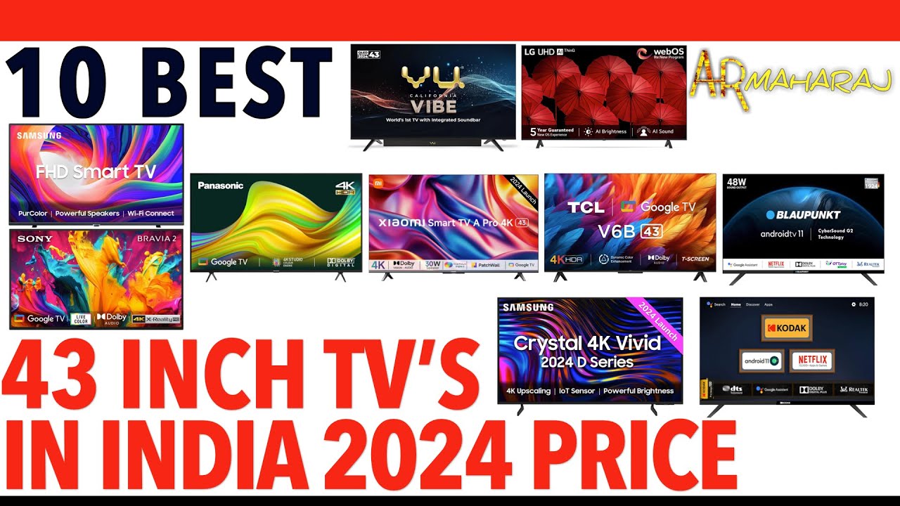 📺 Top 10 Best 43 Inch TV's iN India 2024 | ✨ 43 Inch Tv Price | SONY, SAMSUNG, LG,VU, Panasonic