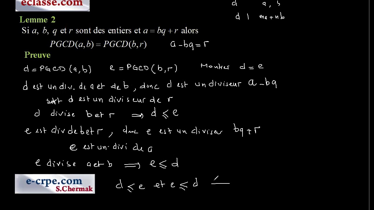 PGCD ET ALGORITHME D'EUCLIDE AU CRPE