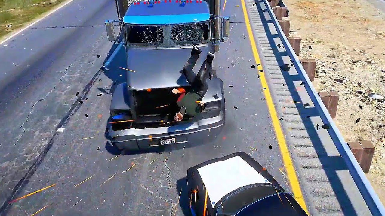 GTA 5 Falling off Running Super Car Crash - Crazy Jump Fails Ep - 6