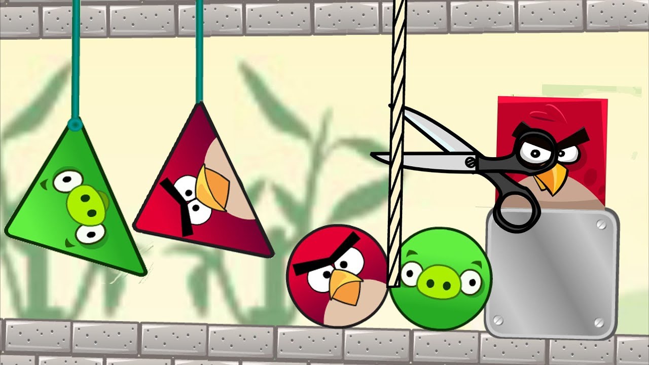 Angry Birds Piggies Out - KICK PIGS AND RESCUE ROUND BIRDS BY CUTTING ROPE!