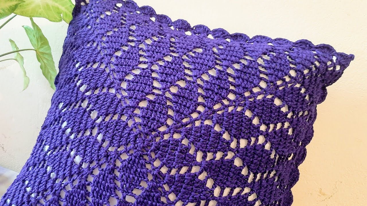 কু‌শিকাটার কুশন কভার ট‌িউটো‌রিয়াল। How to make crochet leaf cushion cover.