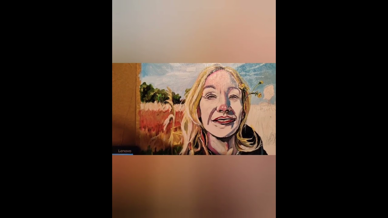 County girl painting in oil colors 