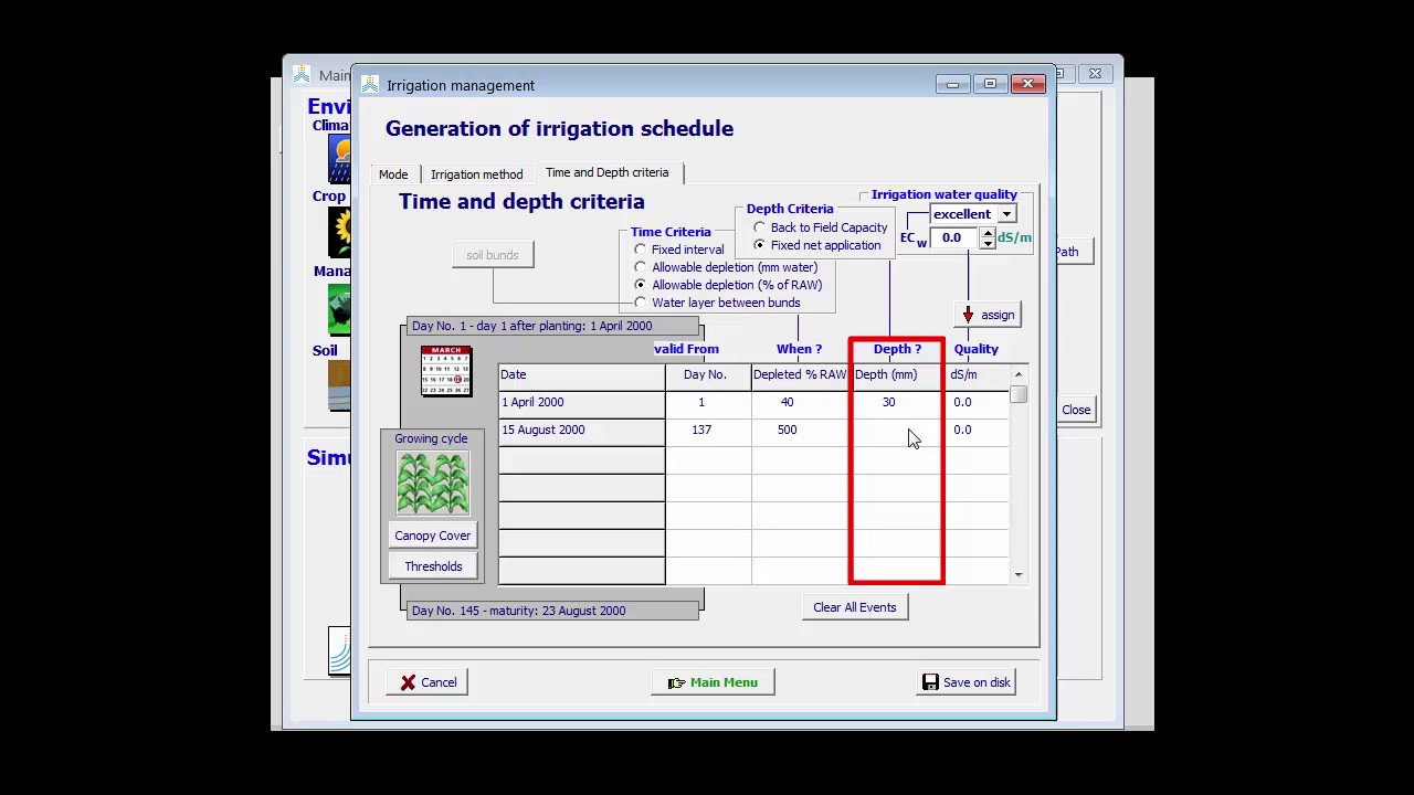 Irrigation management AquaCrop - Training module Nr. 5.1 (Unit 5. Management), April 2016