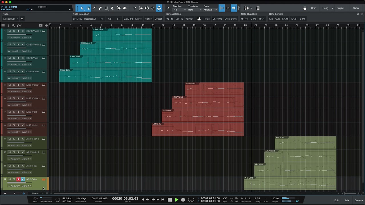 String Quartet Comparison — Abbey Road 2, CSSS, MSS