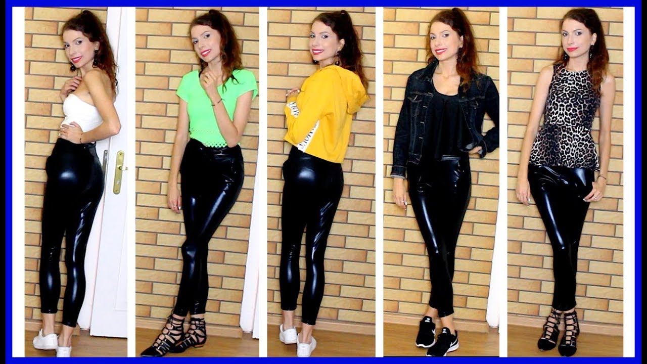 How To Style Shiny Liquid Faux Leather Leggings / Pants | Lookbook