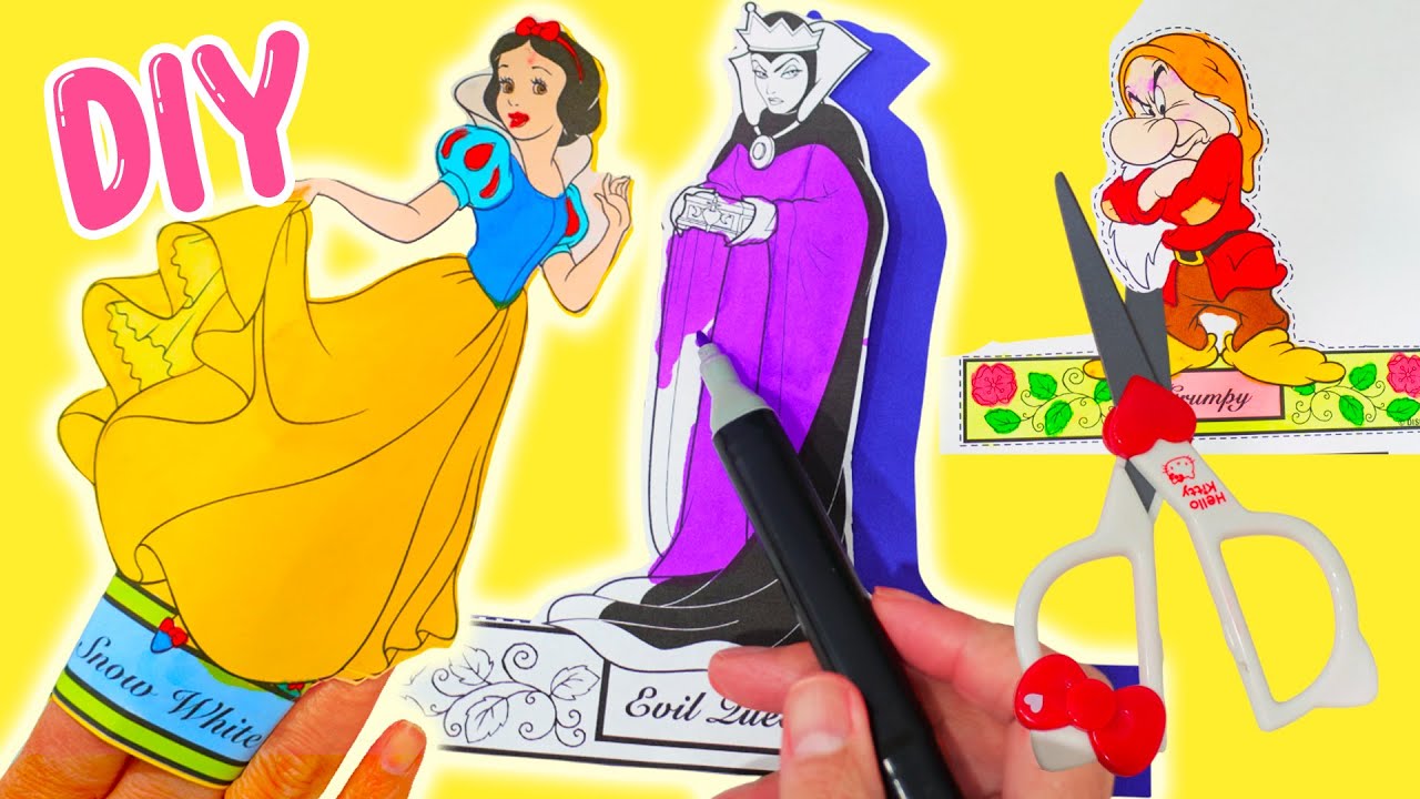 Blancanieves, Gruñón, Reina Malvada en títeres de dedo - Videos de colorear para niños en español