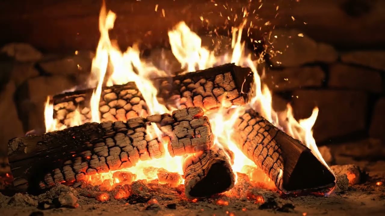 4K Cozy Fireplace Ambience 🔥 Crackling Fire & Burning Wood Sounds for Deep Sleep and Relaxation