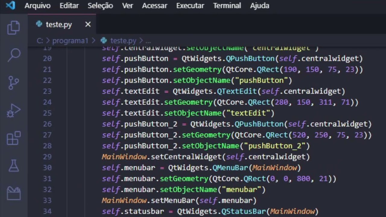 Criando tela no QT Designer e convertendo para código Python