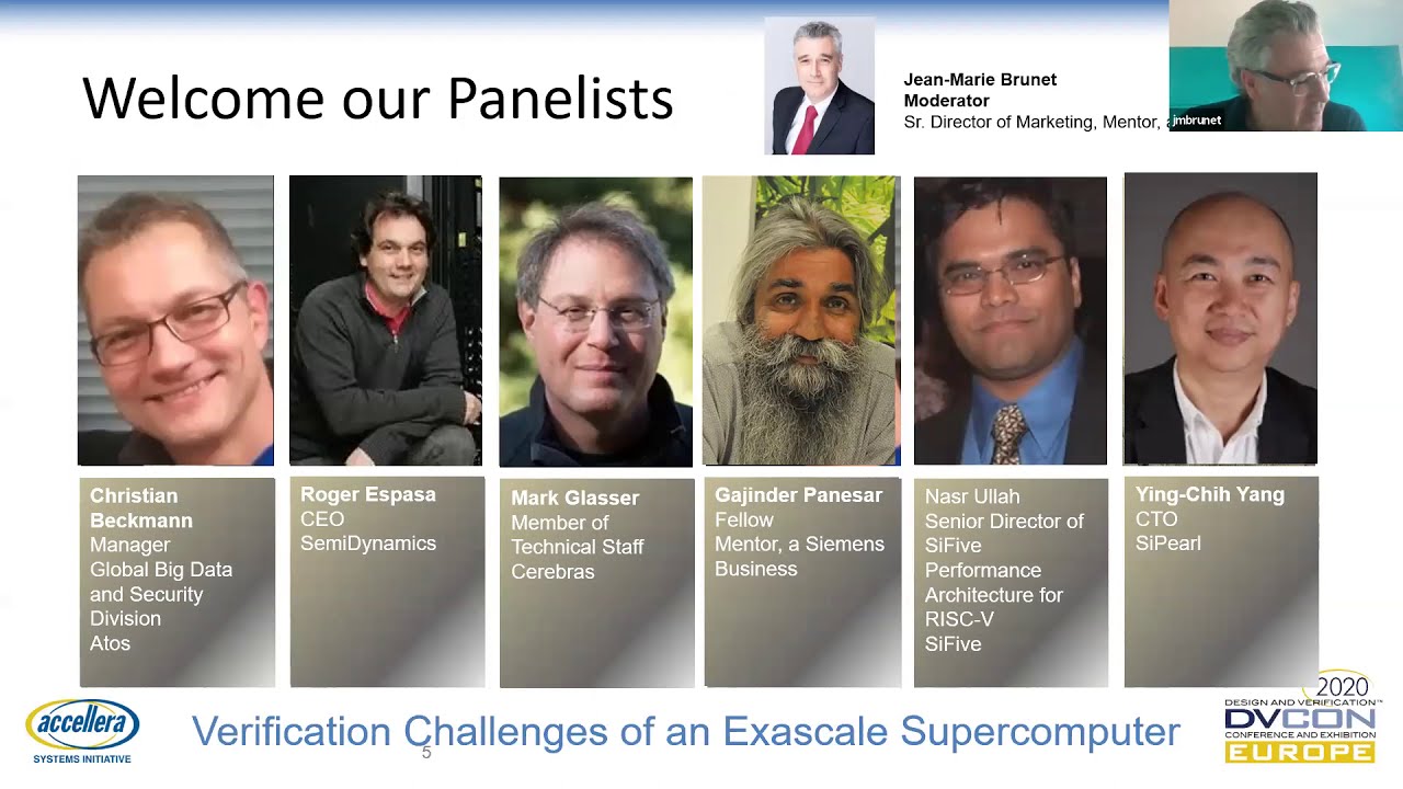 DVCon Europe 2020 Panel: Verification Challenges of an Exascale Supercomputer