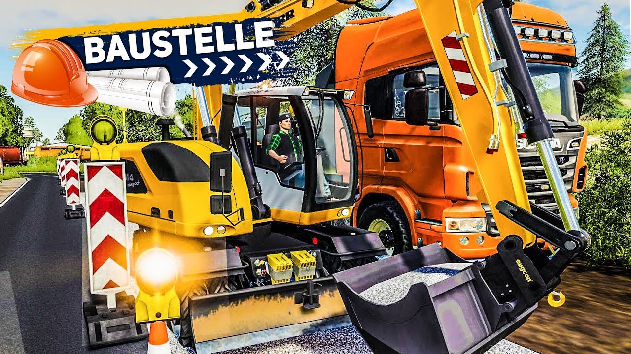 LS19 BAUSTELLE #1: Straßen-Bauarbeiten mit dem Bagger! | Farming Simulator 19