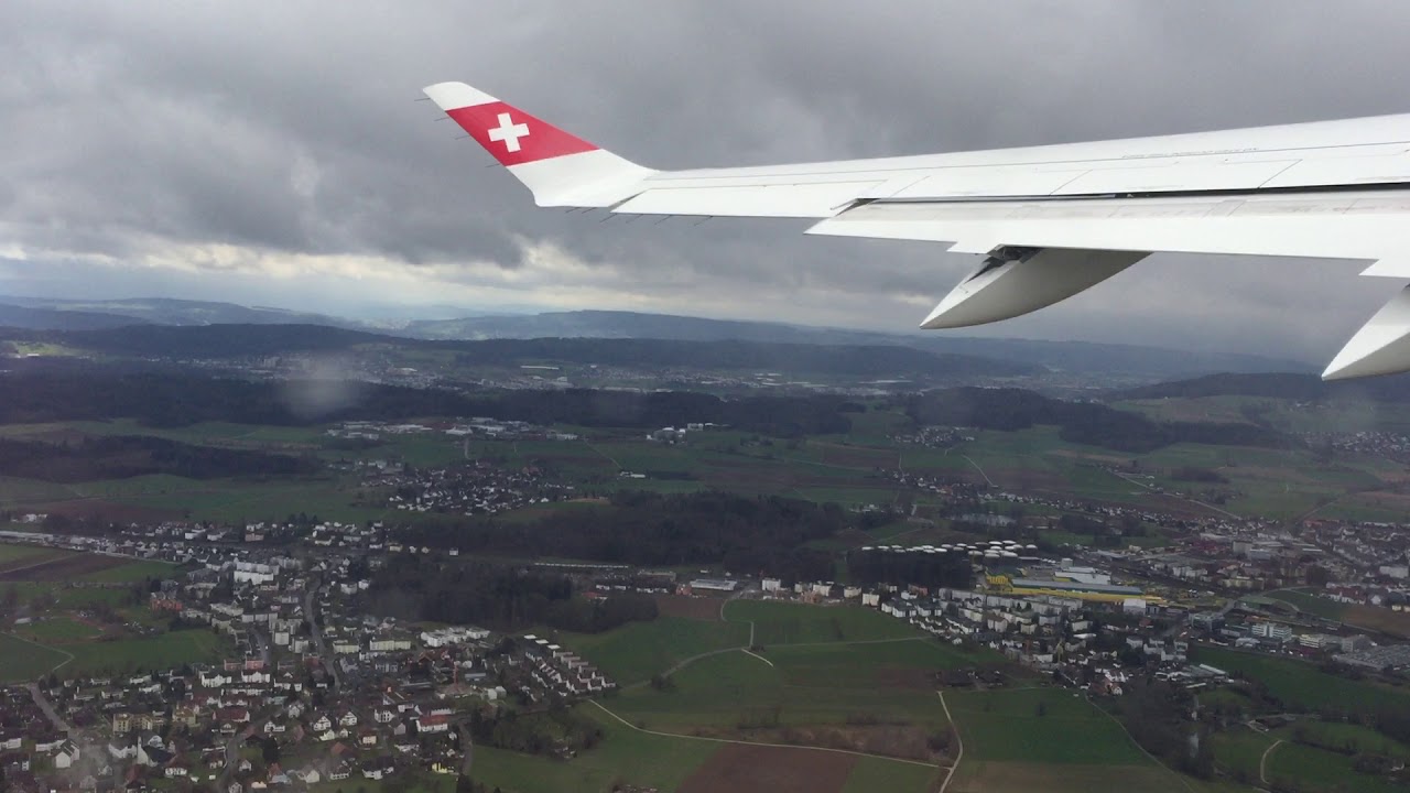 Swiss Airlines CS300 takeoff Zürich Airport runway 34  to Nice
