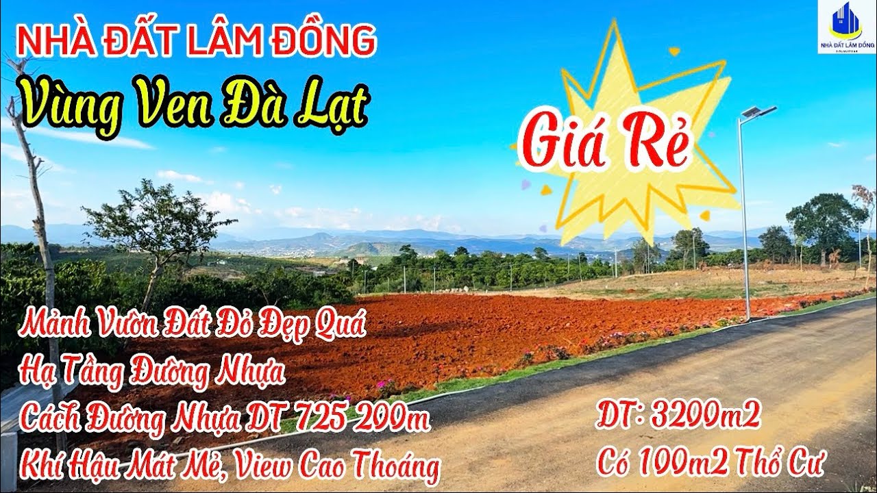 Ⓜ️ Bán Mảnh Vườn Đường Nhựa Đẹp Vùng Ven Đà Lạt. Khí Hậu Mát Mẻ Quanh Năm, Cách Đường DT 725 200m