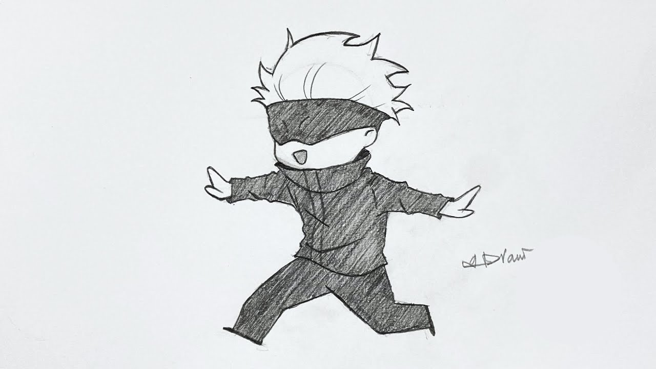 How to draw Gojo Satoru chibi | Easy step-by-step | Jujutsu Kaisen