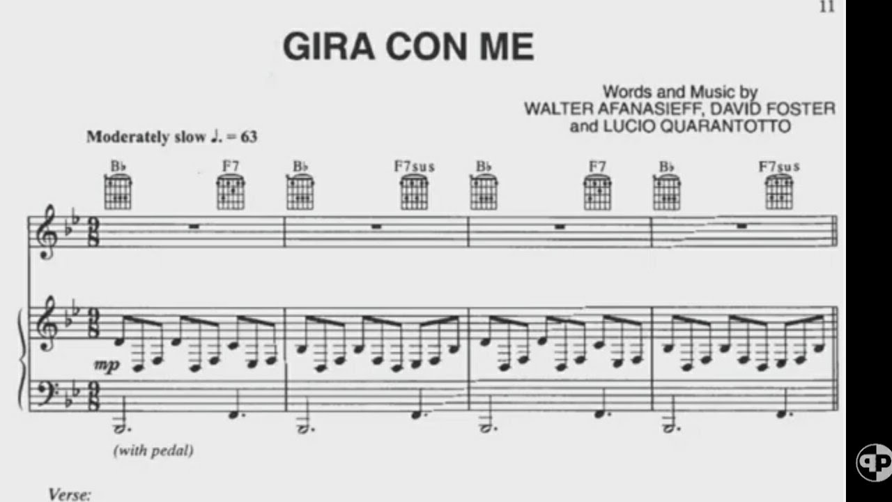Gira con me - piano accompaniment