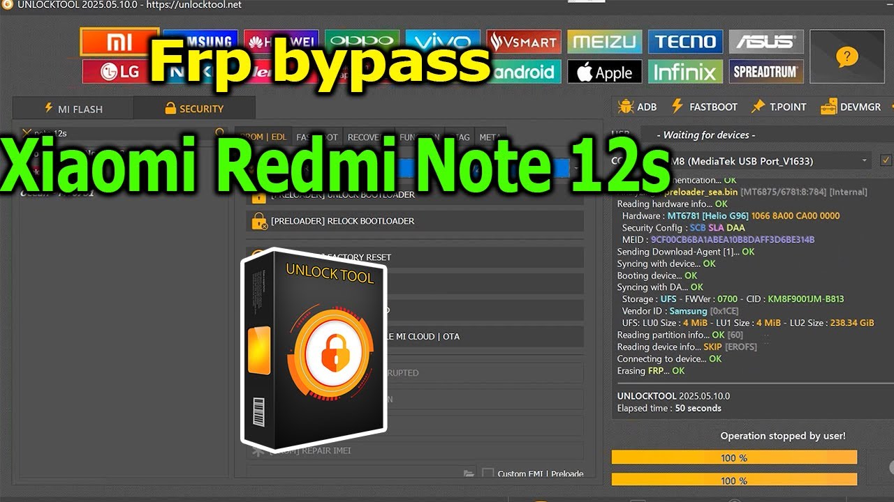 FRP Bypass Google Account Lock Xiaomi Redmi Note 12s with UnlockTool