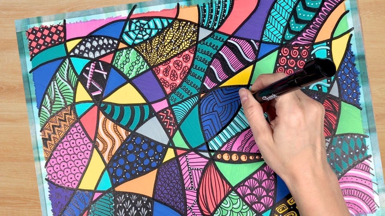 Colorful Zentangle Mosaic (timelapse of 3-hour process)