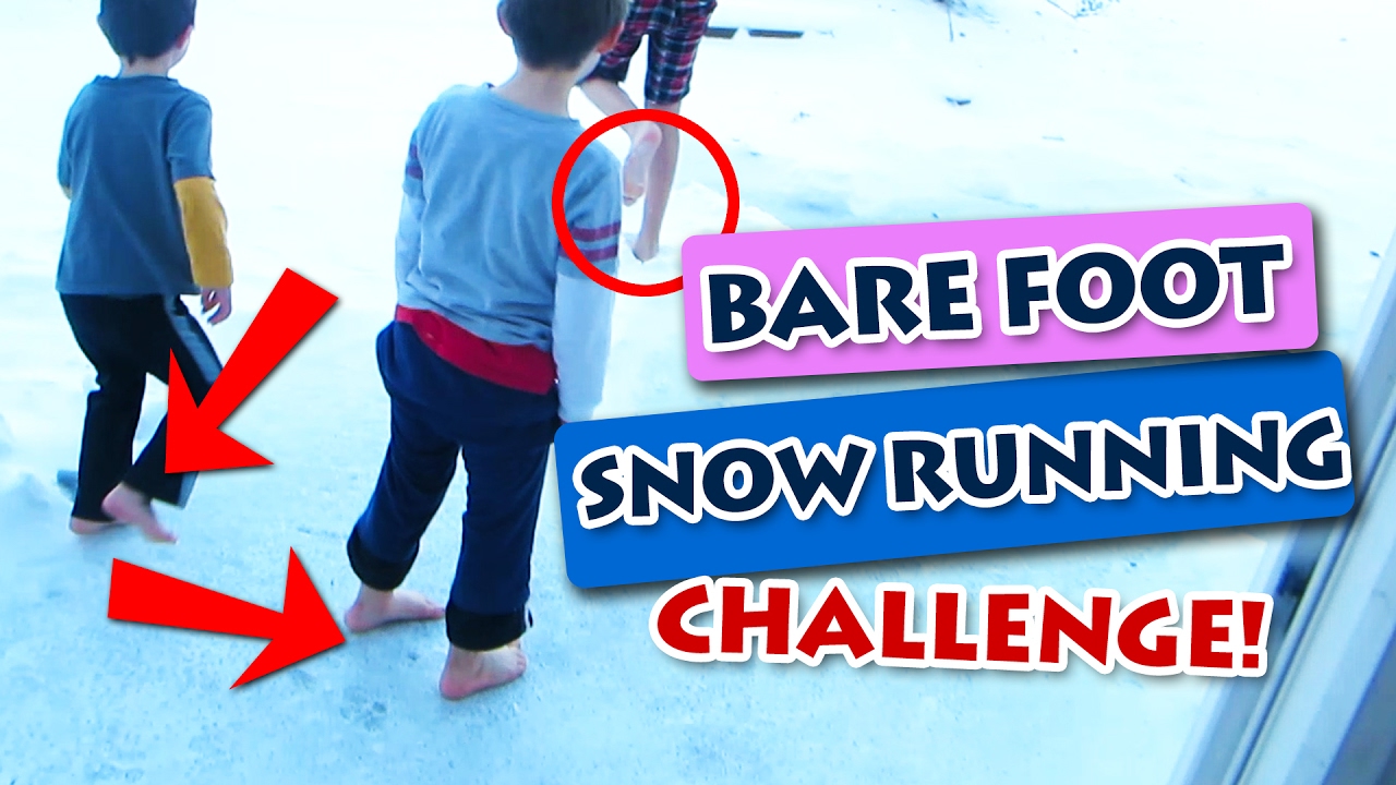 ❄❄KIDS BAREFOOT SNOW RUNNING CHALLENGE!❄❄