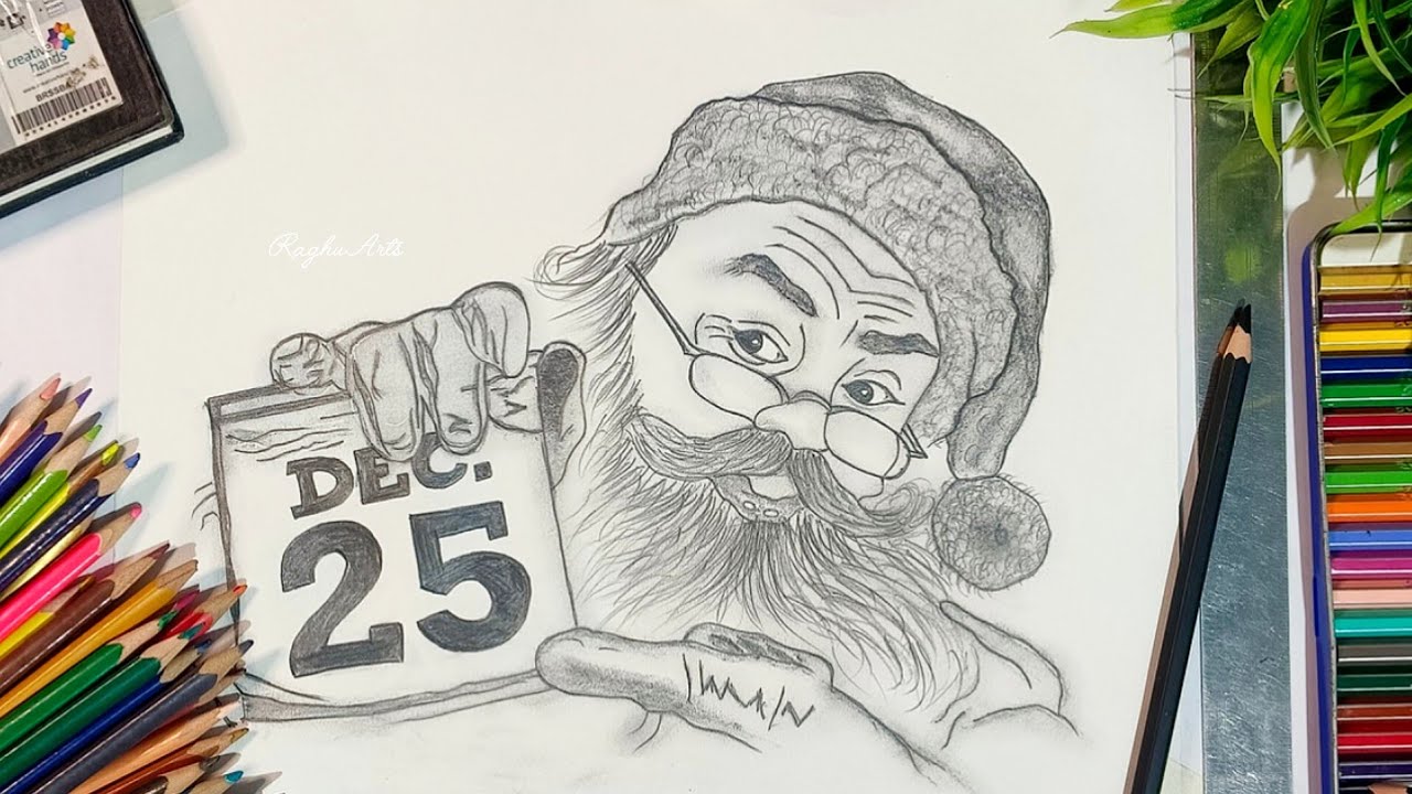 Santa Claus Drawing / Christmas 🎄 Drawing / 25 December Art 😍