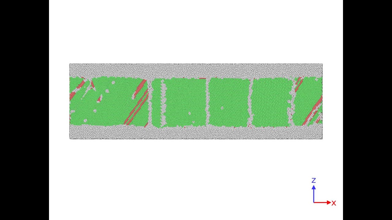 Columnar Cu/Zr nanolaminate colored by common neighbor analysis