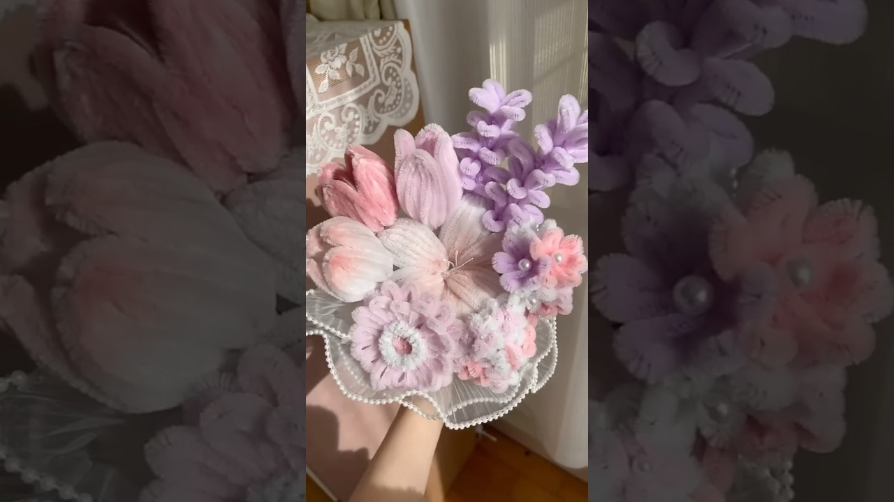 モールフラワー作るのもすきです🌸#pipecleaner #モールフラワー #作り方  ＃母の日#mothersday #花束 #ブーケ #bouquet #flower #手作り #編み物