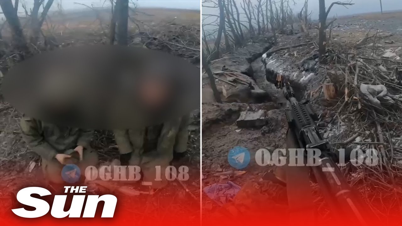 POV Footage shows Ukrainian fighters capturing two Russian soldiers in a enemy trench