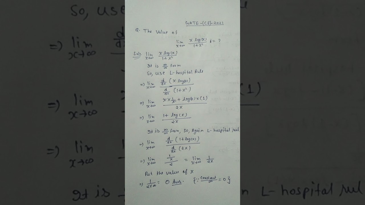 GATE Limits Questions 2021 || Civil Engineering || Competitive Exams