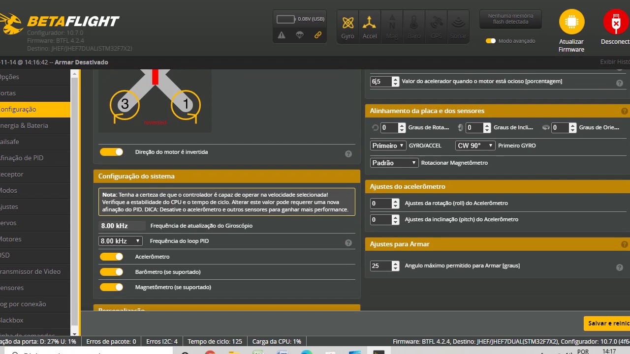 Instalação de firmware, configurações básicas e OSD no Betaflight.