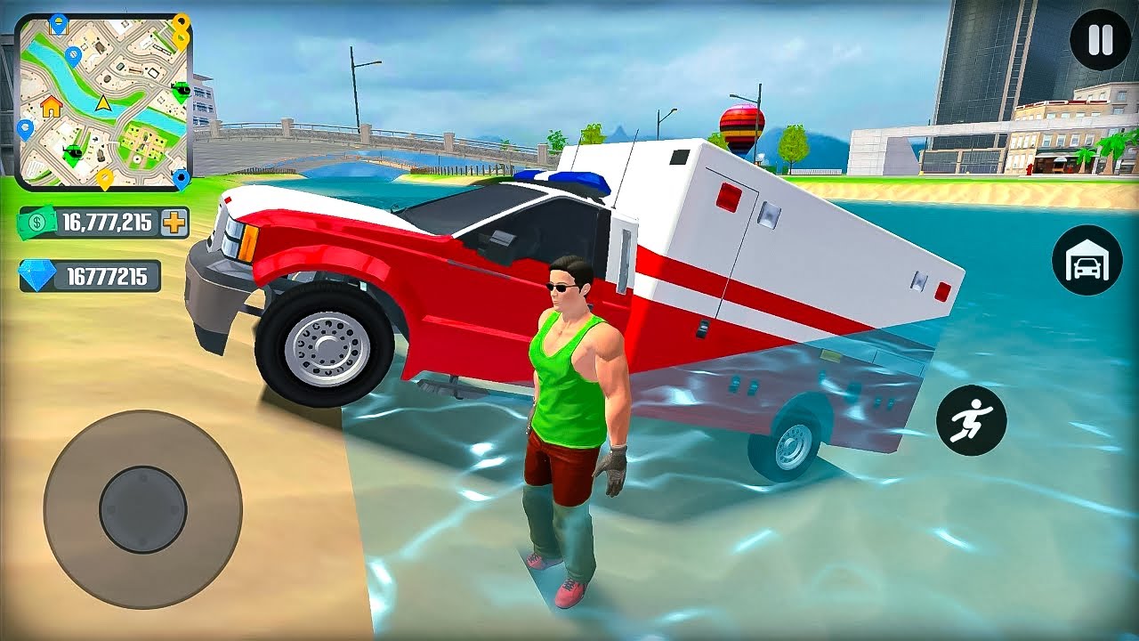 Ambulance Police Car and Helicopter Flying in Open World Simulator - Android Gameplay #2