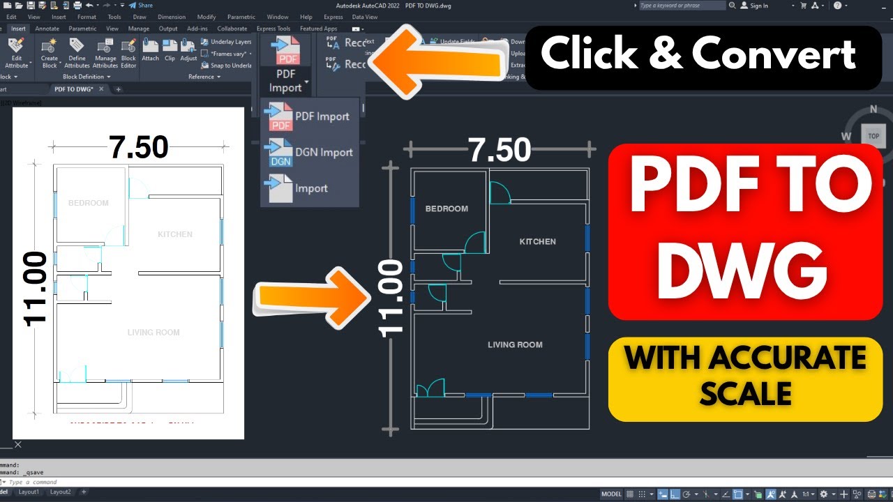 Insert PDF with Perfect Scale in AutoCAD #pdftoautocad
