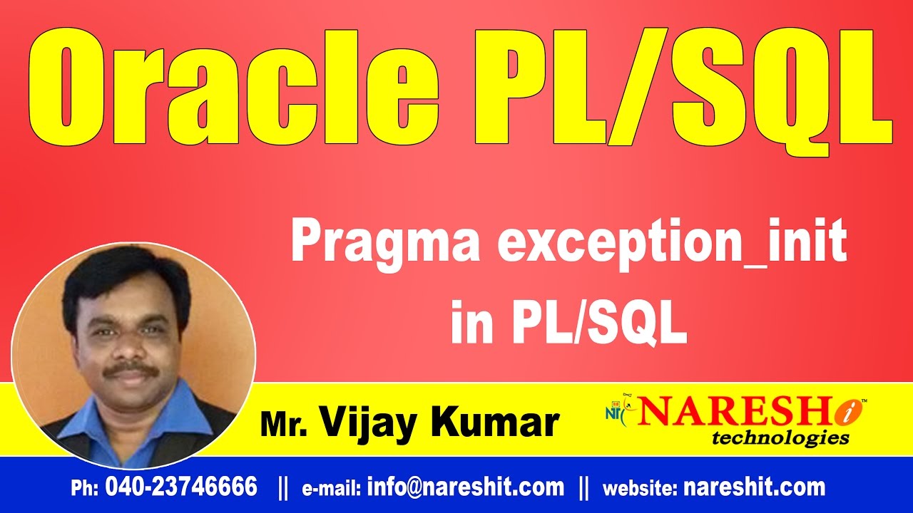 Pragma exception_init в PL/SQL | Обучающие видео по Oracle PL/SQL | Г-н Виджай Кумар